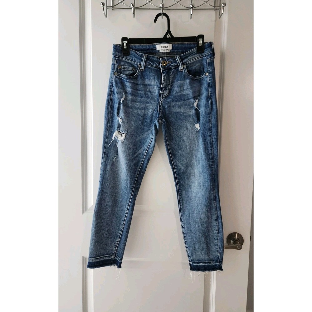 Pistola Women's Denim distressed skinny ankle Blue jeans Size 27